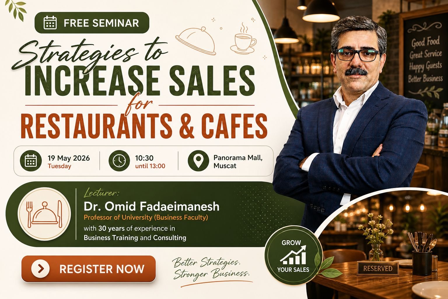Free Seminar on Strategies to Increase Sales for Restaurants and Cafes